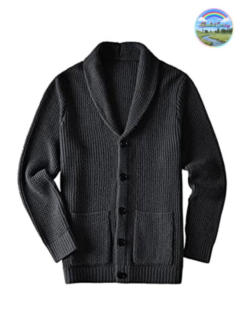 Men's Thick Knit Shawl Collar Cardigan Wool Blend Button Front Pockets